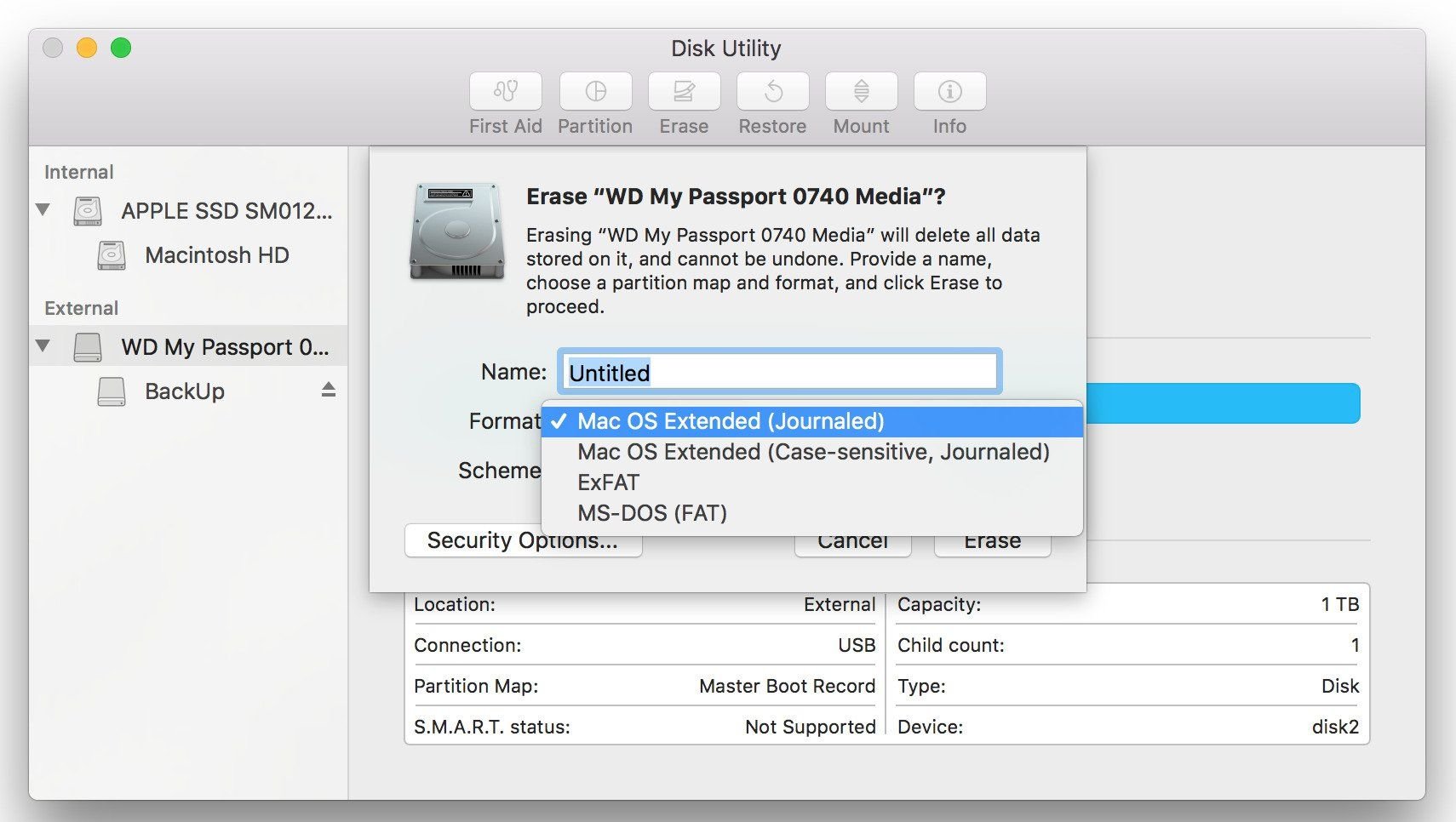 reformat a wd hard drive for mac